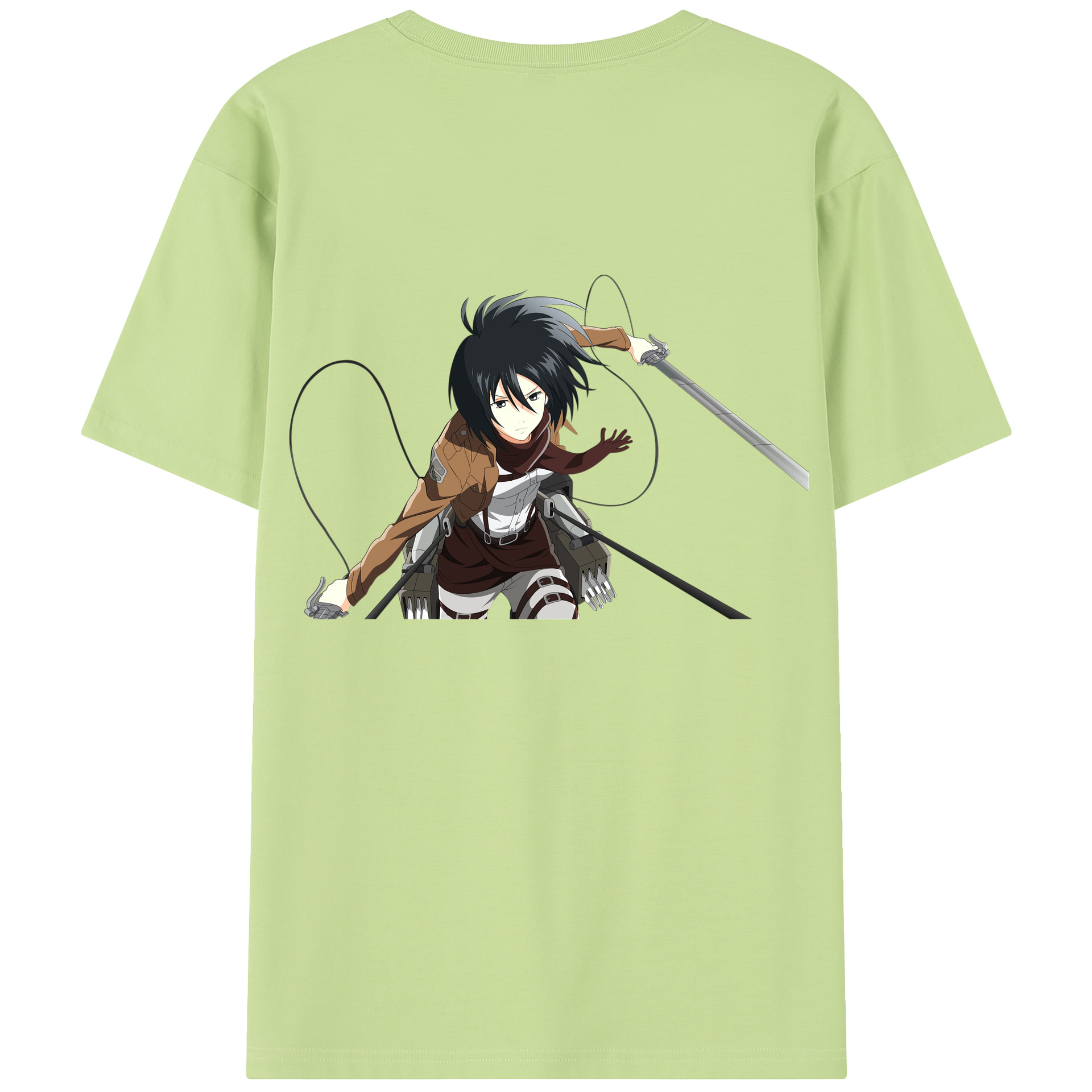（画像用） 進撃の巨人 ミカサ·アッカーマン Attack on Titan Mikasa Ackerman 綿100％半袖Tシャツ（背面プリント）